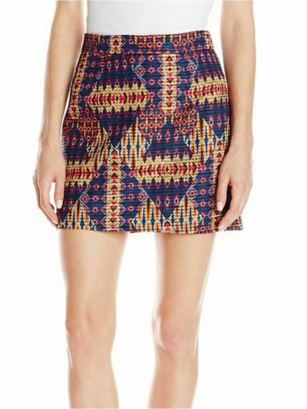 Sam Edelman Navy Multicolor Geometric Mini Skirt